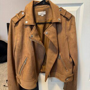 Loft Faux Suede Moto Jacket - Tan - Small Petite - Like New